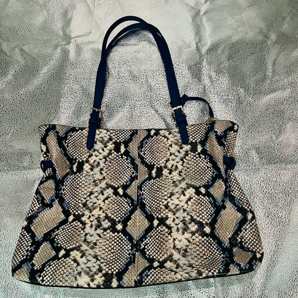 Michael Kors Tote Bag Multicolor Womens Lenox Large Python Embossed Leather